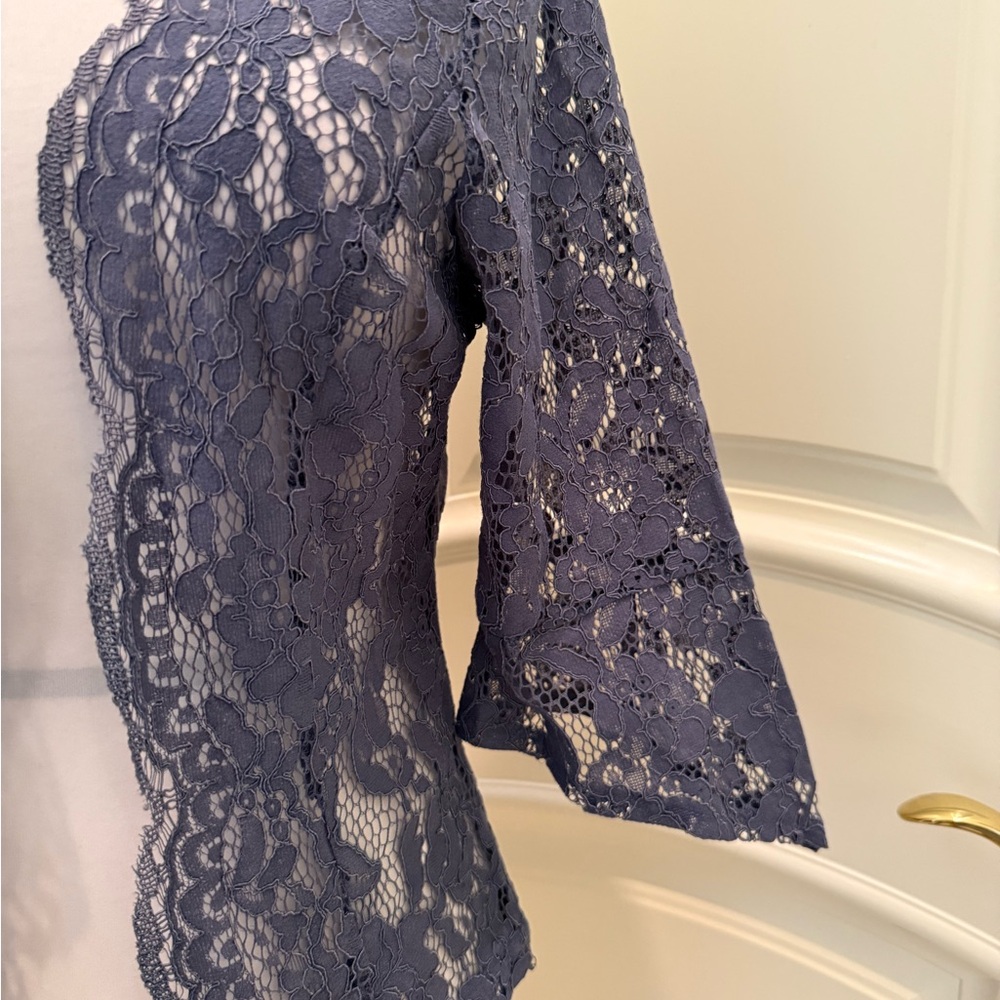 NWT Elegant dutch ( denim) blue Lace Cardigan - Picture 2 of 4